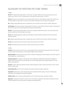 Glossary of Motion-Picture Terms Glossary of Motion-Picture Terms