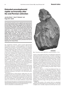 Extended Procolophonoid Reptile Survivorship After the End-Permian Extinction