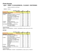 Fiche Horaire Ligne : 030601 - PLOUGUERNEVEL - PLOURAY - ROSTRENEN