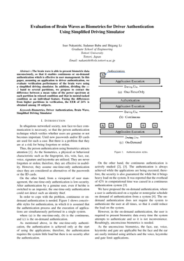 Evaluation of Brain Waves As Biometrics for Driver Authentication Using Simpliﬁed Driving Simulator