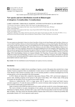 New Species and New Distribution Records in Rhinotragini (Coleoptera: Cerambycidae: Cerambycinae)