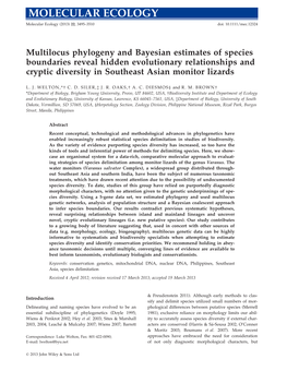 Multilocus Phylogeny and Bayesian Estimates of Species Boundaries Reveal Hidden Evolutionary Relationships and Cryptic Diversity in Southeast Asian Monitor Lizards