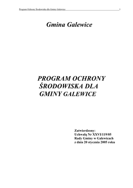 Gmina Galewice PROGRAM OCHRONY ŚRODOWISKA