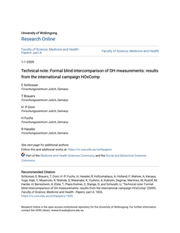 Technical Note: Formal Blind Intercomparison of OH Measurements: Results from the International Campaign Hoxcomp