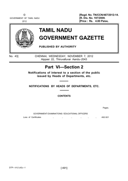 Tamil Nadu Government Gazette