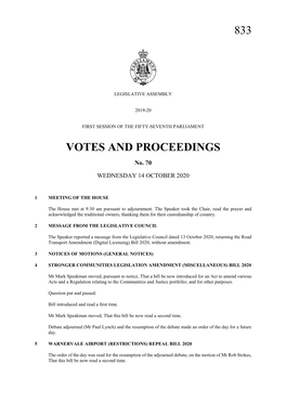 833 Votes and Proceedings