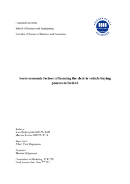 Socio-Economic Factors Influencing the Electric Vehicle Buying Process in Iceland