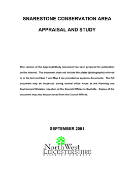 Snarestone Conservation Area Appraisal and Study