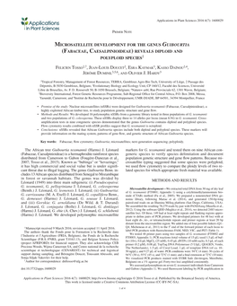 Microsatellite Development for the Genus Guibourtia (Fabaceae, Caesalpinioideae) Reveals Diploid and Polyploid Species1