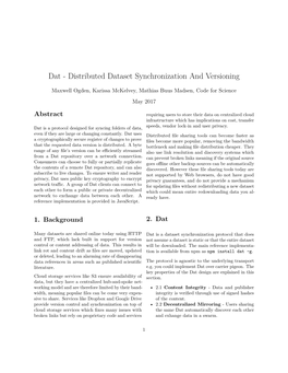 Dat - Distributed Dataset Synchronization and Versioning