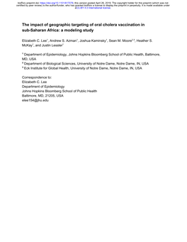 The Impact of Geographic Targeting of Oral Cholera Vaccination in Sub-Saharan Africa: a Modeling Study