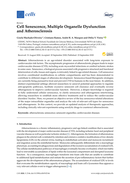 Cell Senescence, Multiple Organelle Dysfunction and Atherosclerosis