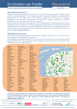 De Schatten Van Fryslân Nieuwsbrief