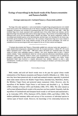 Ecology of Macrofungi in the Beech Woods of the Šumava Mountains and Šumava Foothills