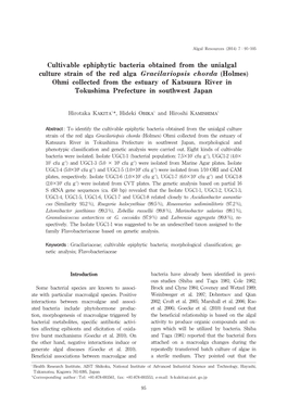 Cultivable Ephiphytic Bacteria Obtained from the Unialgal Culture Strain of the Red Alga Gracilariopsis Chorda