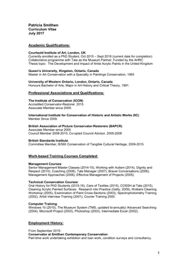 Patricia Smithen's CV