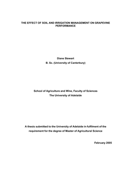 The Effect of Soil and Irrigation Management on Grapevine Performance