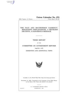 Union Calendar No. 273 106Th Congress, 1St Session –––––––––– House Report 106–488