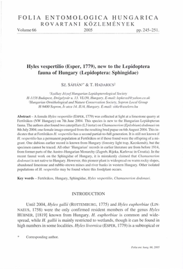 Folia Entomologica Hungarica 66. (Budapest, 2005)