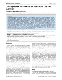 Developmental Constraints on Vertebrate Genome Evolution