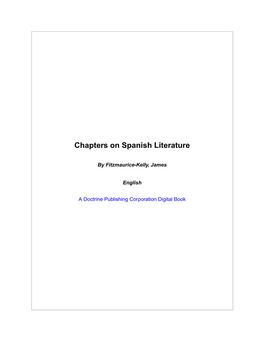 Chapters on Spanish Literature