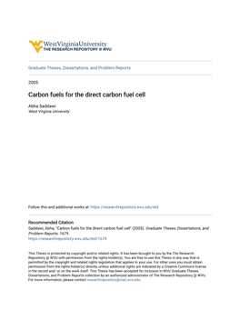 Carbon Fuels for the Direct Carbon Fuel Cell