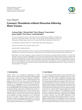 Coronary Thrombosis Without Dissection Following Blunt Trauma