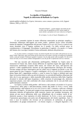 Napoli, La Città-Testo Di Raffaele La Capria