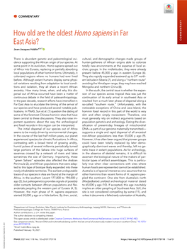 How Old Are the Oldest Homo Sapiens in Far East Asia?