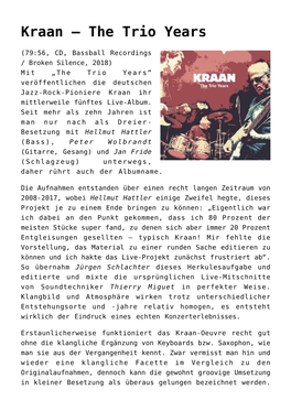 Kraan &#8211; the Trio Years