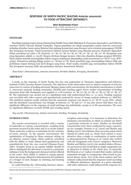 RESPONSE of NORTH PACIFIC SEASTAR Asterias Amurensis to FOOD ATTRACTANT (BETAINE)*)