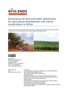 Governance of Land and Water Distribution for Agricultural Development and Nature Conservation in Africa