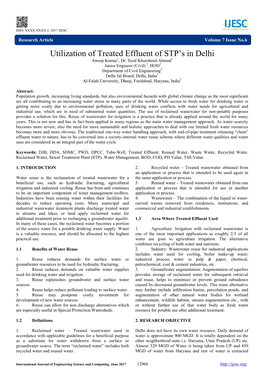 Utilization of Treated Effluent of STP's in Delhi
