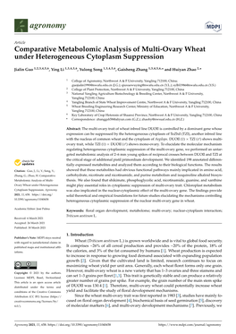 Comparative Metabolomic Analysis of Multi-Ovary Wheat Under Heterogeneous Cytoplasm Suppression