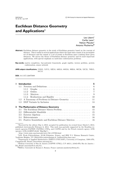 Euclidean Distance Geometry and Applications∗