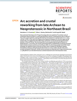 Arc Accretion and Crustal Reworking from Late Archean to Neoproterozoic in Northeast Brazil Alanielson C