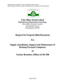 (Bid) Document for Supply, Installation, Support And