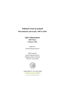 Political Trust in Iceland Determinants and Trends, 1983 to 2018