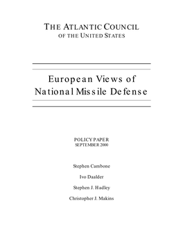 European Views of National Missile Defense