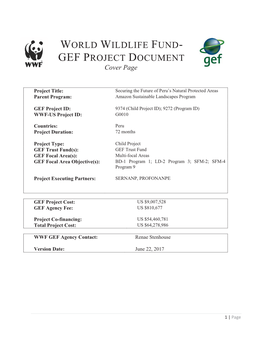 GEF PROJECT DOCUMENT Cover Page