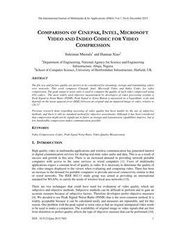 Comparison of Cinepak, Intel, Microsoft