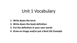 Unit 1 Vocabulary