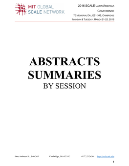 Abstracts Summaries by Session