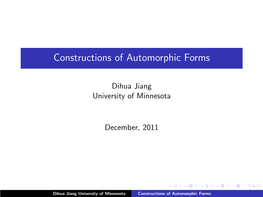 Constructions of Automorphic Forms