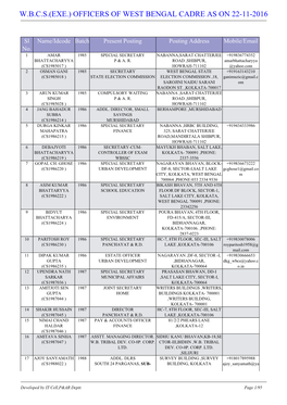 W.B.C.S.(Exe.) Officers of West Bengal Cadre As on 22-11-2016