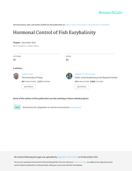 Hormonal Control of Fish Euryhalinity