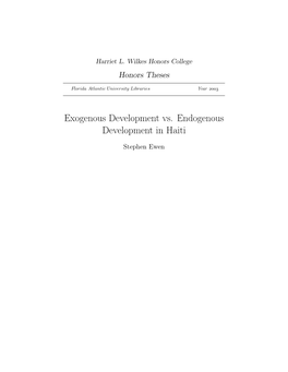 Exogenous Development Vs. Endogenous Development in Haiti