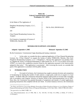 Federal Communications Commission FCC 02-245 Before the Federal