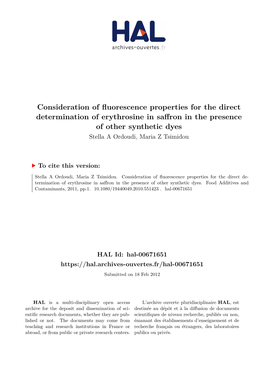 Consideration of Fluorescence Properties for the Direct