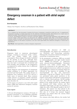 Emergency Cesarean in a Patient with Atrial Septal Defect